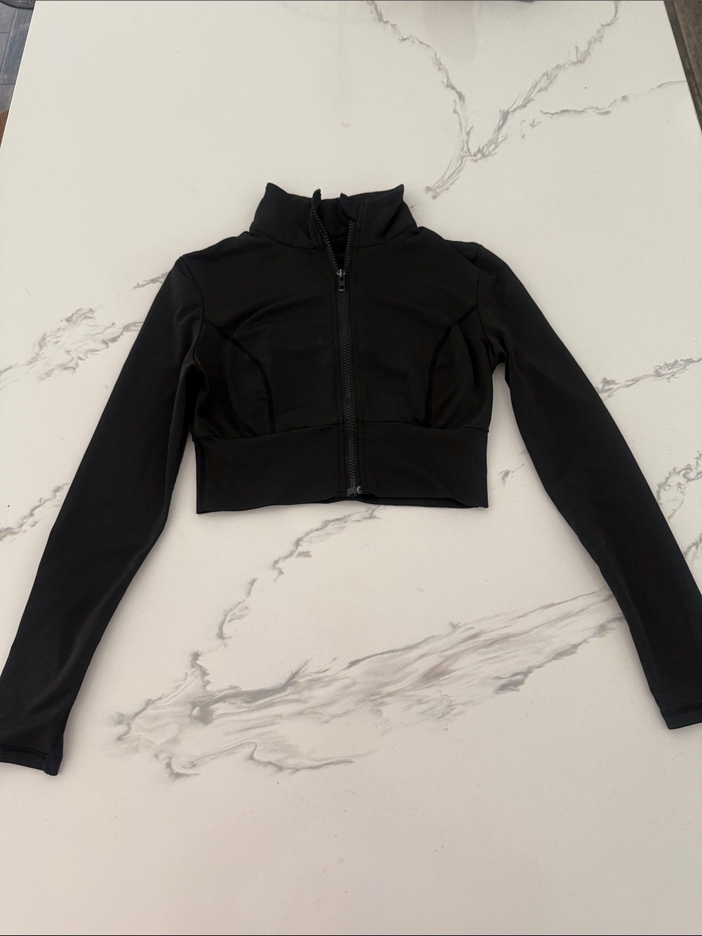 SHEIN Black Cropped Zip-Up Bomber Jacket